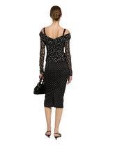 Charmeuse calf-length pencil skirt with polka-dot print -  | Dolce &amp; Gabbana
