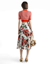 Flower-print pleated poplin skirt -  | Dolce &amp; Gabbana