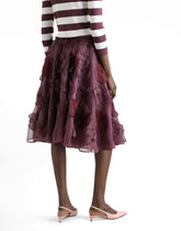 Organza midi circle skirt with floral embroidery -  | Dolce &amp; Gabbana
