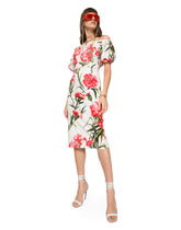 Carnation-print poplin midi skirt -  | Dolce & Gabbana