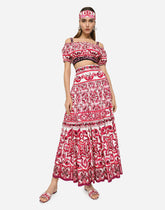 Long majolica-print poplin skirt -  | Dolce & Gabbana