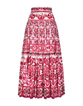 Long majolica-print poplin skirt -  | Dolce & Gabbana