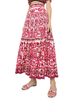 Long majolica-print poplin skirt -  | Dolce & Gabbana