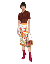 Vegetable-print charmeuse calf-length skirt -  | Dolce & Gabbana