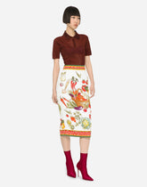 Vegetable-print charmeuse calf-length skirt -  | Dolce & Gabbana