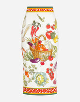 Vegetable-print charmeuse calf-length skirt -  | Dolce & Gabbana