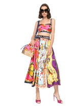 Twill calf-length skirt with mixed panels -  | Dolce & Gabbana