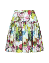 Short cotton skirt with nocturnal flower print -  | Dolce & Gabbana