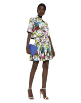 Short cotton skirt with nocturnal flower print -  | Dolce & Gabbana