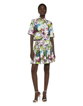 Short cotton skirt with nocturnal flower print -  | Dolce & Gabbana
