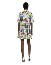 Short cotton skirt with nocturnal flower print -  | Dolce & Gabbana