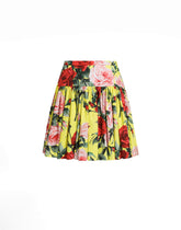 Short cotton skirt with bouquet print -  | Dolce &amp; Gabbana