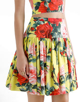 Short cotton skirt with bouquet print -  | Dolce &amp; Gabbana
