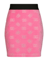 Flocked jersey miniskirt with all-over DG logo -  | Dolce &amp; Gabbana