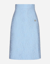 Floral quilted jacquard midi skirt with DG logo -  | Dolce &amp; Gabbana