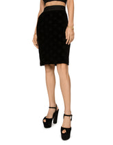 Flocked jersey midi skirt with all-over DG logo -  | Dolce &amp; Gabbana