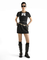 Short skirt in double wool crêpe -  | Dolce &amp; Gabbana