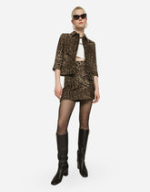 Short Jacquard wool leopard skirt -  | Dolce &amp; Gabbana