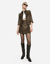 Short Jacquard wool leopard skirt -  | Dolce &amp; Gabbana