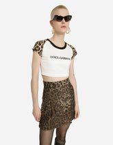 Short Jacquard wool leopard skirt -  | Dolce &amp; Gabbana