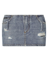 Denim mini skirt with rips -  | Dolce &amp; Gabbana