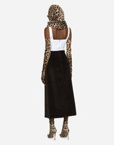 Long corduroy A-line skirt with logo tag -  | Dolce &amp; Gabbana