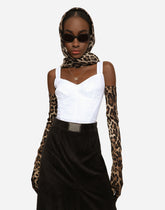 Long corduroy A-line skirt with logo tag -  | Dolce &amp; Gabbana