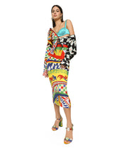 Calf-length technical jersey pencil skirt with Carretto print -  | Dolce & Gabbana