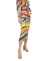Calf-length technical jersey pencil skirt with Carretto print -  | Dolce & Gabbana
