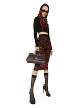 Cherry-print tulle midi skirt with branded elastic and draping -  | Dolce & Gabbana