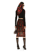 Cherry-print tulle midi skirt with branded elastic and draping -  | Dolce & Gabbana