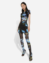 Fabric miniskirt with bluebell print -  | Dolce & Gabbana