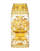 Majolica-print silk charmeuse calf-length skirt -  | Dolce &amp; Gabbana
