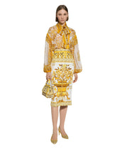 Majolica-print silk charmeuse calf-length skirt -  | Dolce &amp; Gabbana