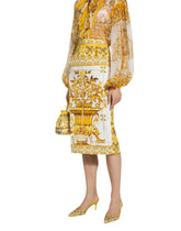 Majolica-print silk charmeuse calf-length skirt -  | Dolce &amp; Gabbana