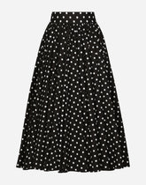 Cotton calf-length circle skirt with polka-dot print -  | Dolce &amp; Gabbana