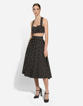 Cotton calf-length circle skirt with polka-dot print -  | Dolce &amp; Gabbana