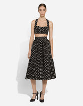 Cotton calf-length circle skirt with polka-dot print -  | Dolce &amp; Gabbana
