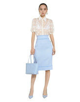 Calf-length raschel tweed pencil skirt with DG logo -  | Dolce &amp; Gabbana