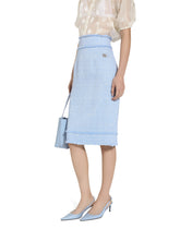 Calf-length raschel tweed pencil skirt with DG logo -  | Dolce &amp; Gabbana
