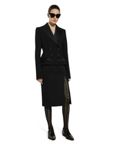 Calf-length wool gabardine skirt with slit -  | Dolce &amp; Gabbana