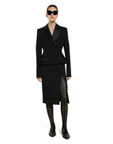 Calf-length wool gabardine skirt with slit -  | Dolce &amp; Gabbana