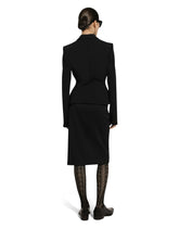 Calf-length wool gabardine skirt with slit -  | Dolce &amp; Gabbana