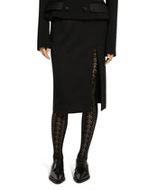 Calf-length wool gabardine skirt with slit -  | Dolce &amp; Gabbana