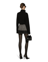 Short micro-tweed skirt with lace insert -  | Dolce &amp; Gabbana