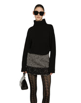 Short micro-tweed skirt with lace insert -  | Dolce &amp; Gabbana