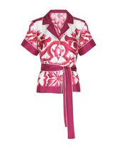 Majolica-print twill shirt with belt -  | Dolce & Gabbana