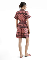 Short-sleeve pajama shirt in silk twill with DG logo scarf print -  | Dolce &amp; Gabbana