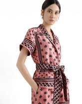 Short-sleeve pajama shirt in silk twill with DG logo scarf print -  | Dolce &amp; Gabbana
