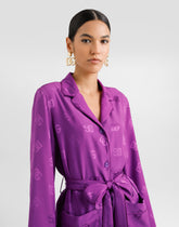 Long-sleeved silk satin jacquard pajama shirt with DG logo -  | Dolce &amp; Gabbana